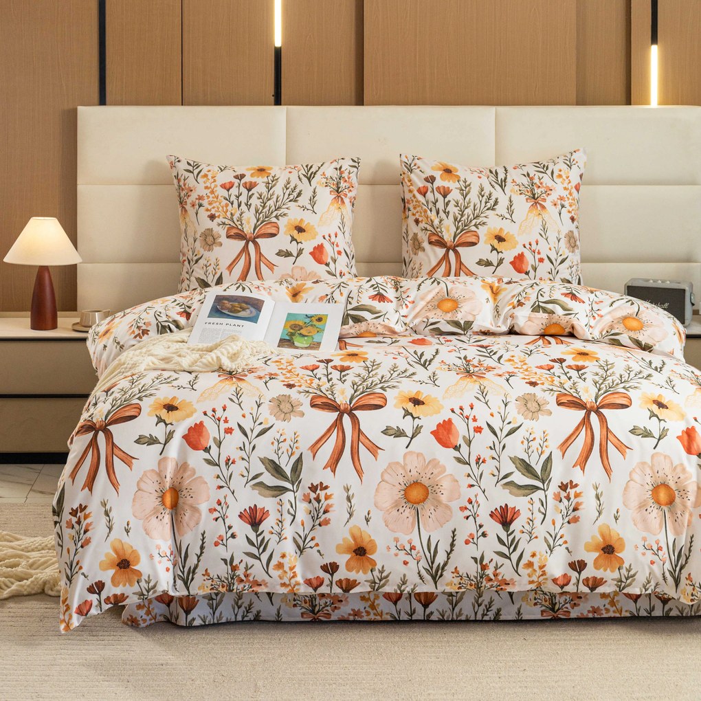 Obliečky z mikrovlákna FLORAL RIBBON krémové Rozmer obliečky: 2 ks 70 x 90 cm | 200 x 220 cm