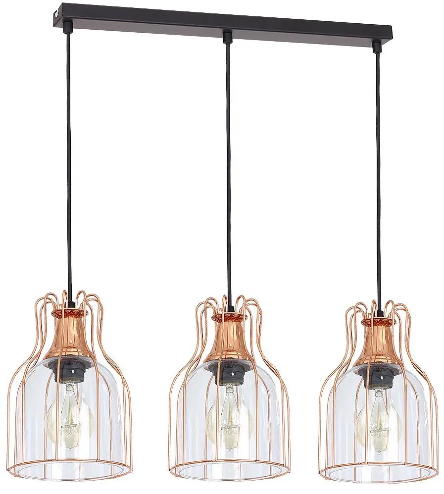 Luster na lanku ARIA 3xE27/60W/230V medená