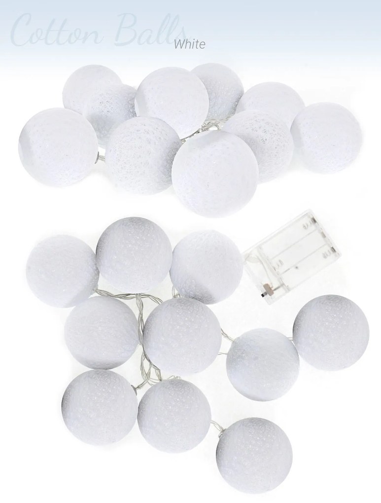Tutumi Cotton Balls, LED svietiace guličky 200cm 10ks FL-01, tmavo-sivá, BAL-00005
