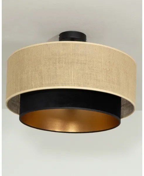 Prisadený luster SARTA 1xE27/60W/230V čierny/juta