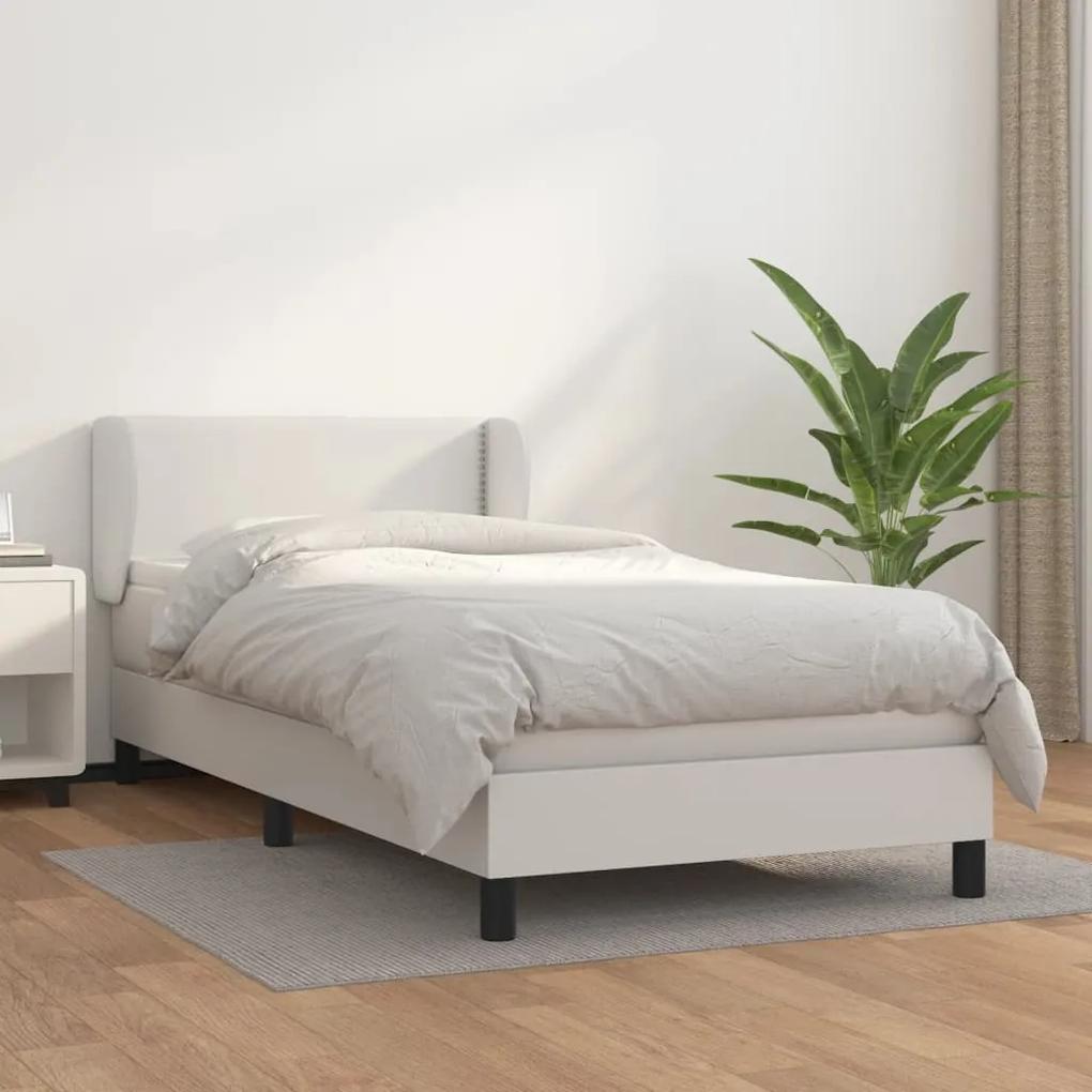 Boxspring posteľ s matracom biela 90x190 cm umelá koža 3127224