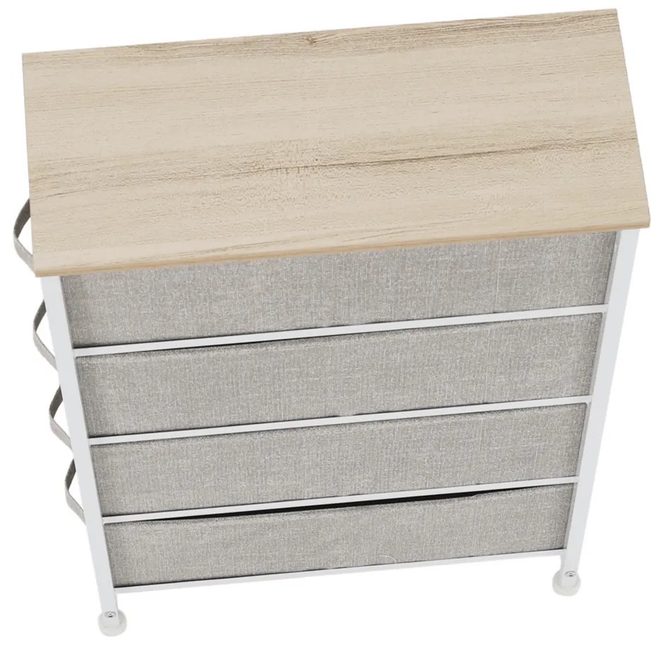 Komoda OFELIA s látkovými zásuvkami, biela