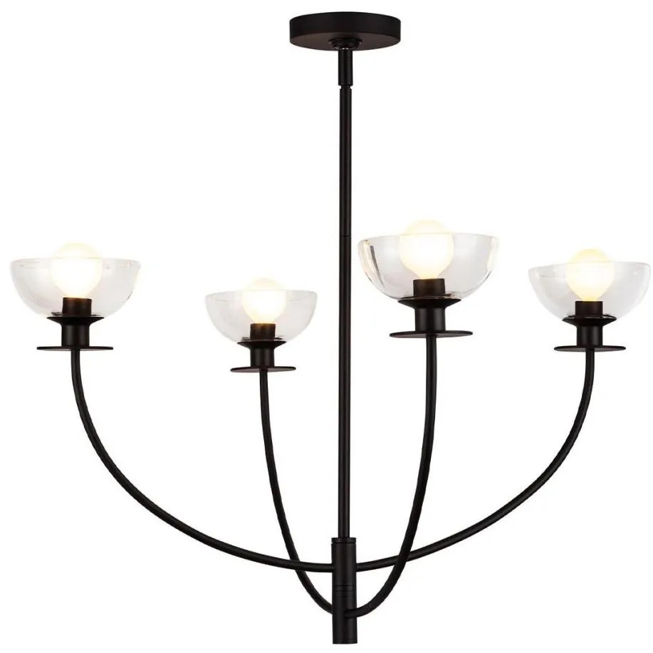 Alora Mood ALM-SYLVIA4-BK-CL - Luster na tyči SYLVIA 4xE14/40W/230V čierna