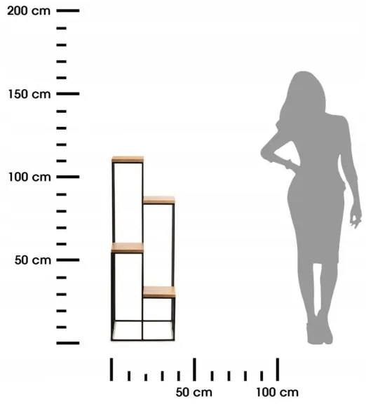 Stojan na kvety 110x40 cm čierna/hnedá