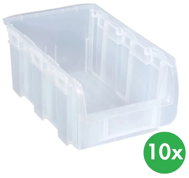 Plastový box COMPACT, 210 x 350 x 150 mm, 10 ks, priehľadný