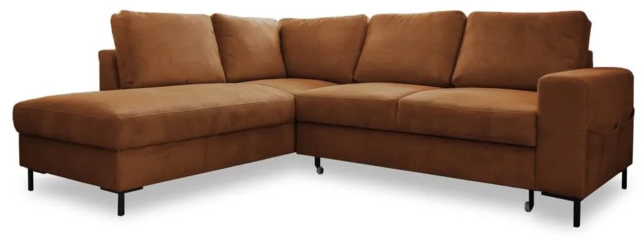 Oranžovohnedá menčestrová rozkladacia rohová pohovka (ľavý roh) Lofty Lilly – Miuform