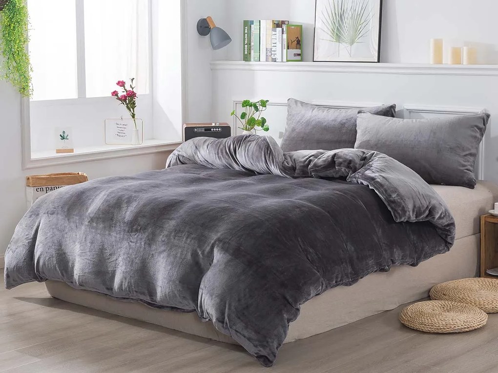 XPOSE® Mikroplyšové obliečky do postieľky JORGA Exclusive - tmavo sivé