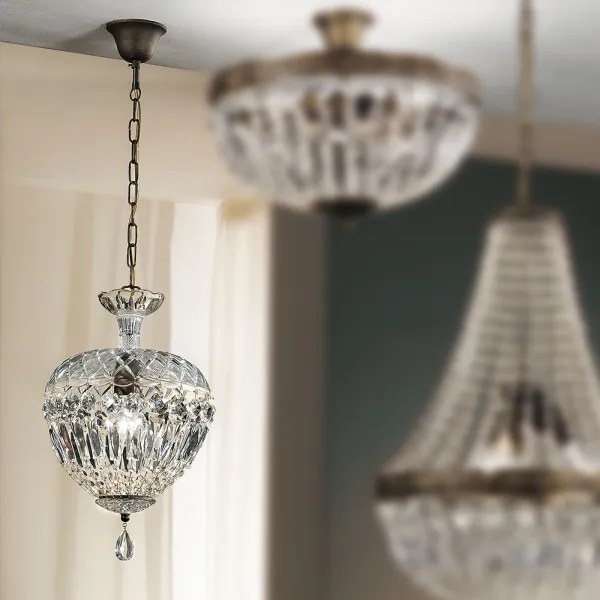 Orion HL 6-1498/1 - Krištáľový luster na reťazi ARILA 1xE27/60W/230V hnedá/patina