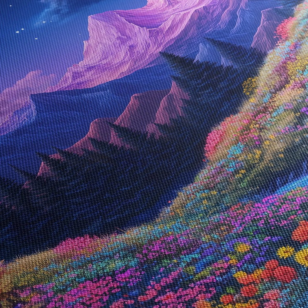 Obraz - Fialová krajina pri úplnku (90x60 cm)