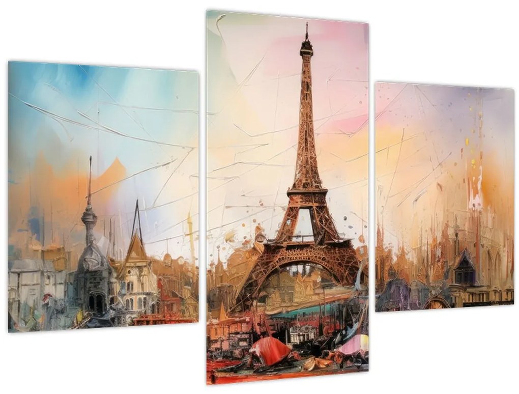 Obraz - Maľba Eiffelovej veže (90x60 cm)