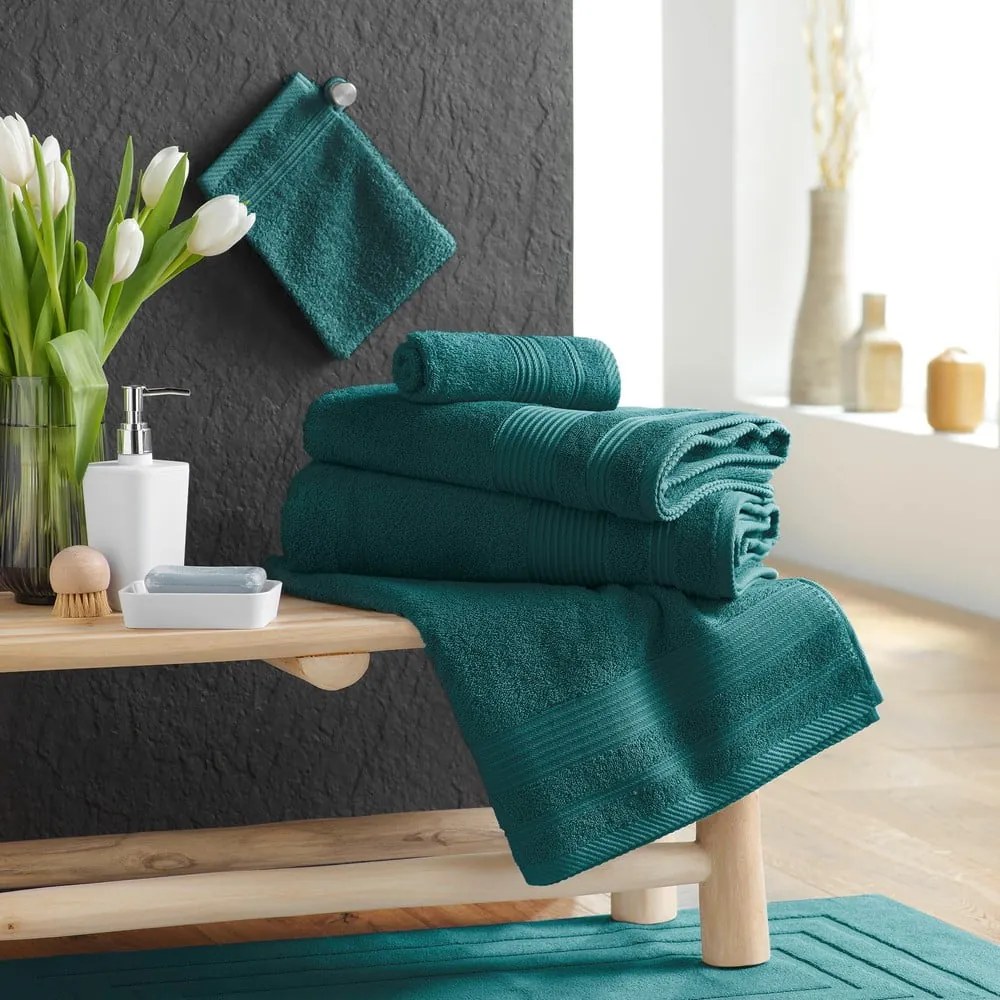 Tmavozelená froté bavlnená osuška 90x150 cm Tendresse – douceur d'intérieur