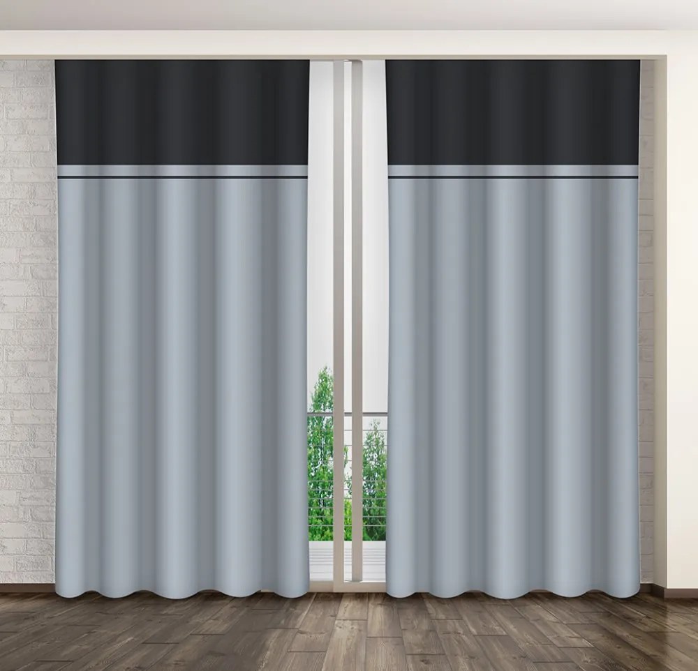 Originálny sivý záves do spálne na štipce Dĺžka: 250 cm