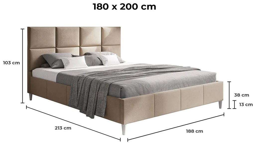 PROXIMA.store - Minimalistická čalúnená posteľ ZARIAH ROZMER: 180 x 200 cm, FARBA NÔH: dub