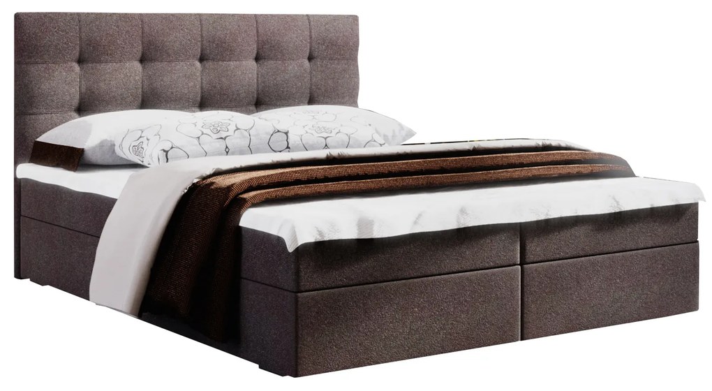 Manželská posteľ  Boxspring 140 cm Fade 2 (tmavohnedá) (s matracom a úložným priestorom). Akcia -19%. Vlastná spoľahlivá doprava až k Vám domov. 1046495