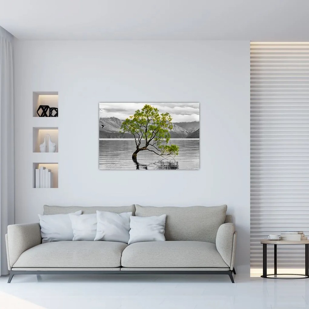 Obraz stromu uprostred jazera (90x60 cm)