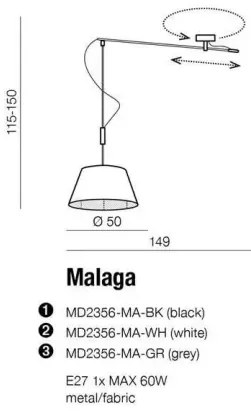 Škandinávsky luster Malaga