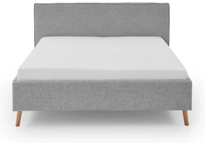 Svetlosivá čalúnená dvojlôžková posteľ s úložným priestorom s roštom 180x200 cm Riva – Meise Möbel