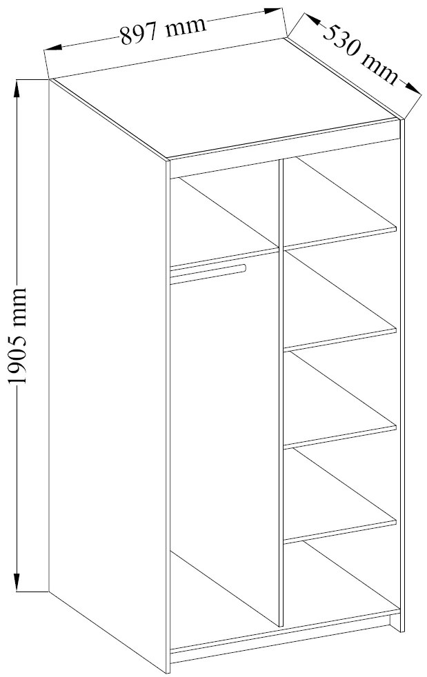 Šatníková skriňa Alena 2D, sonoma