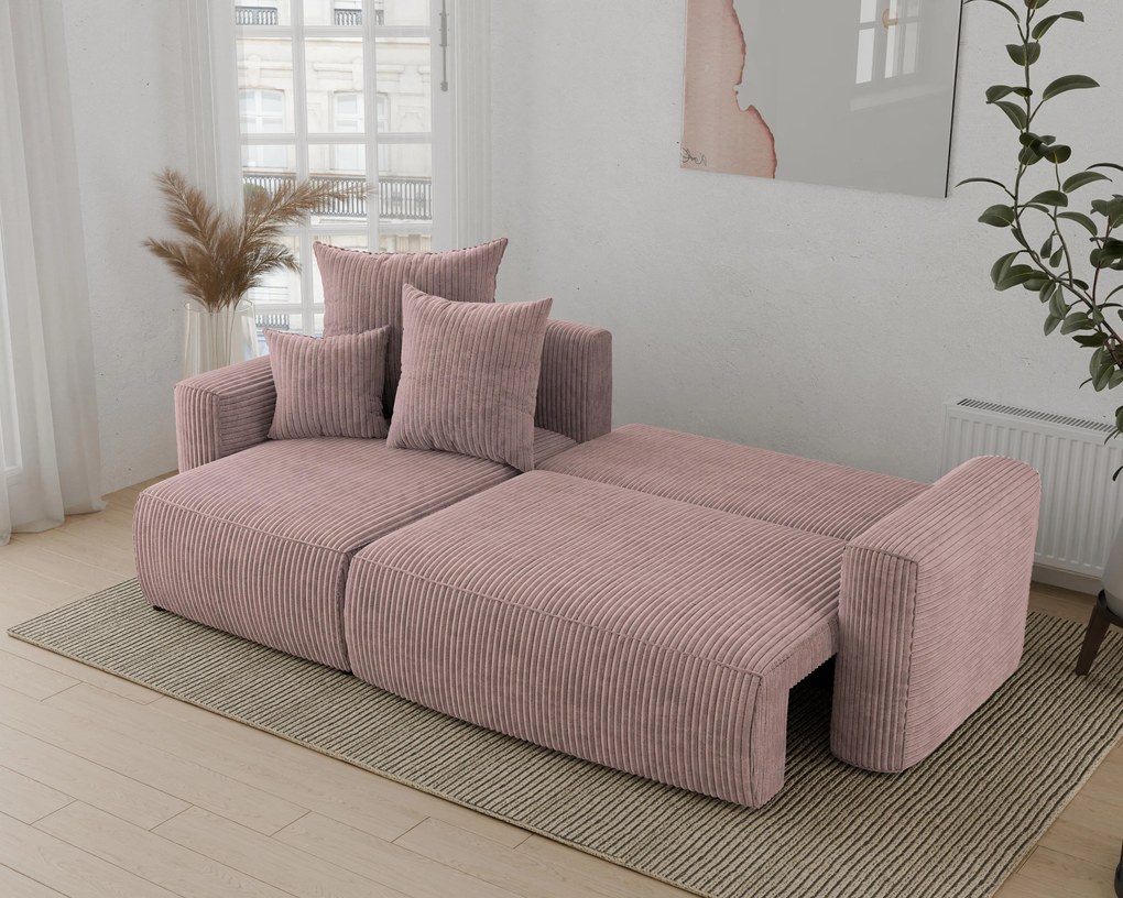 Rohová sedačka Denia (L) (púdrovo ružová). Akcia -20%. Vlastná spoľahlivá doprava až k Vám domov. 1133121