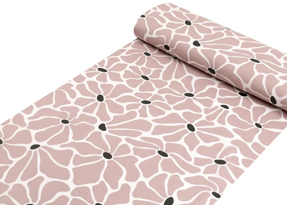 Biante Detské bavlnené posteľné obliečky do postieľky Sandra SA-483 Hnedoružové designové kvety na bielom Do postieľky 90x120 a 40x60 cm