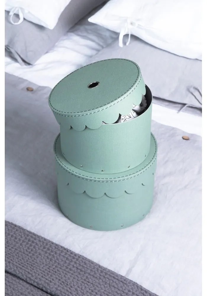 Zelenomodré kartónové úložné boxy v súprave 2 ks s vekom ø 26x17,5 cm Wilma Canvas Paper Laminate – Bigso