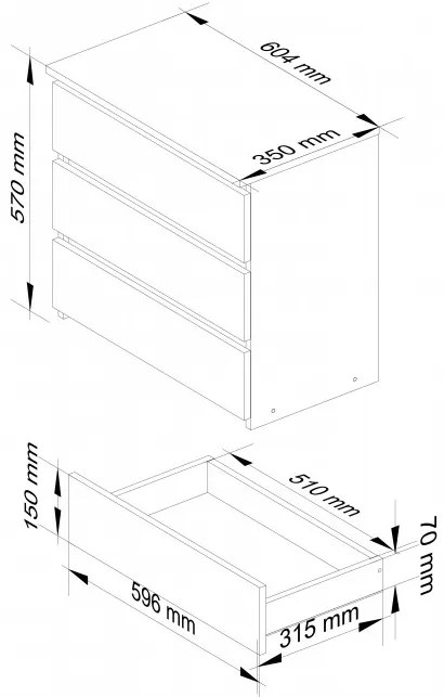 Nočný stolík CL3 60 cm biely / cappuccino, lesk