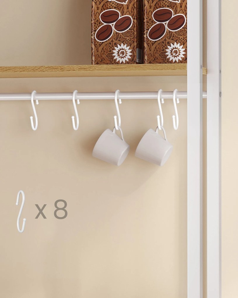 VASAGLE kuchynská polica s integrovanou zásuvkou 40×60×170 cm, dub-biela