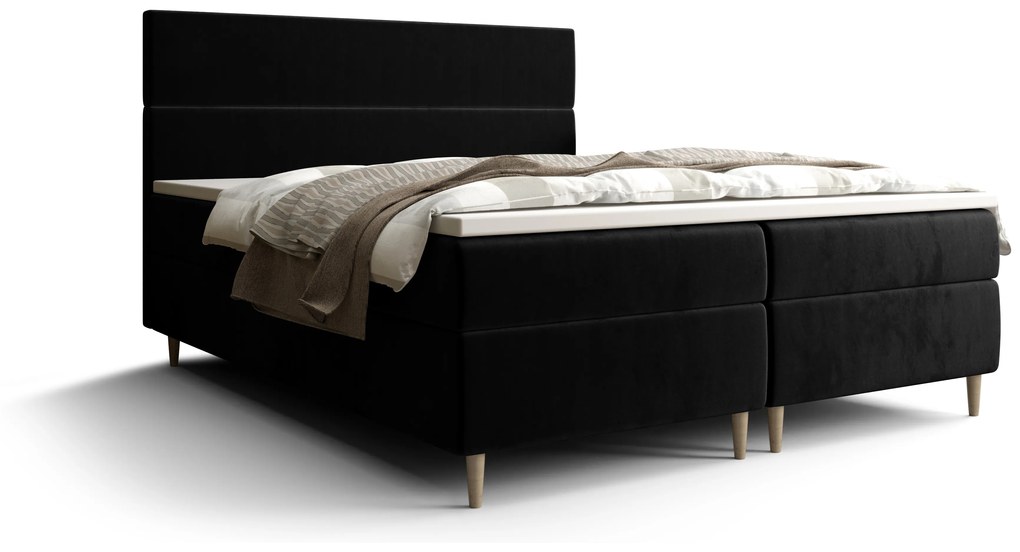 Manželská posteľ Boxspring 160 cm Flu (čierna) (s matracom a úložným priestorom). Vlastná spoľahlivá doprava až k Vám domov. 1046544