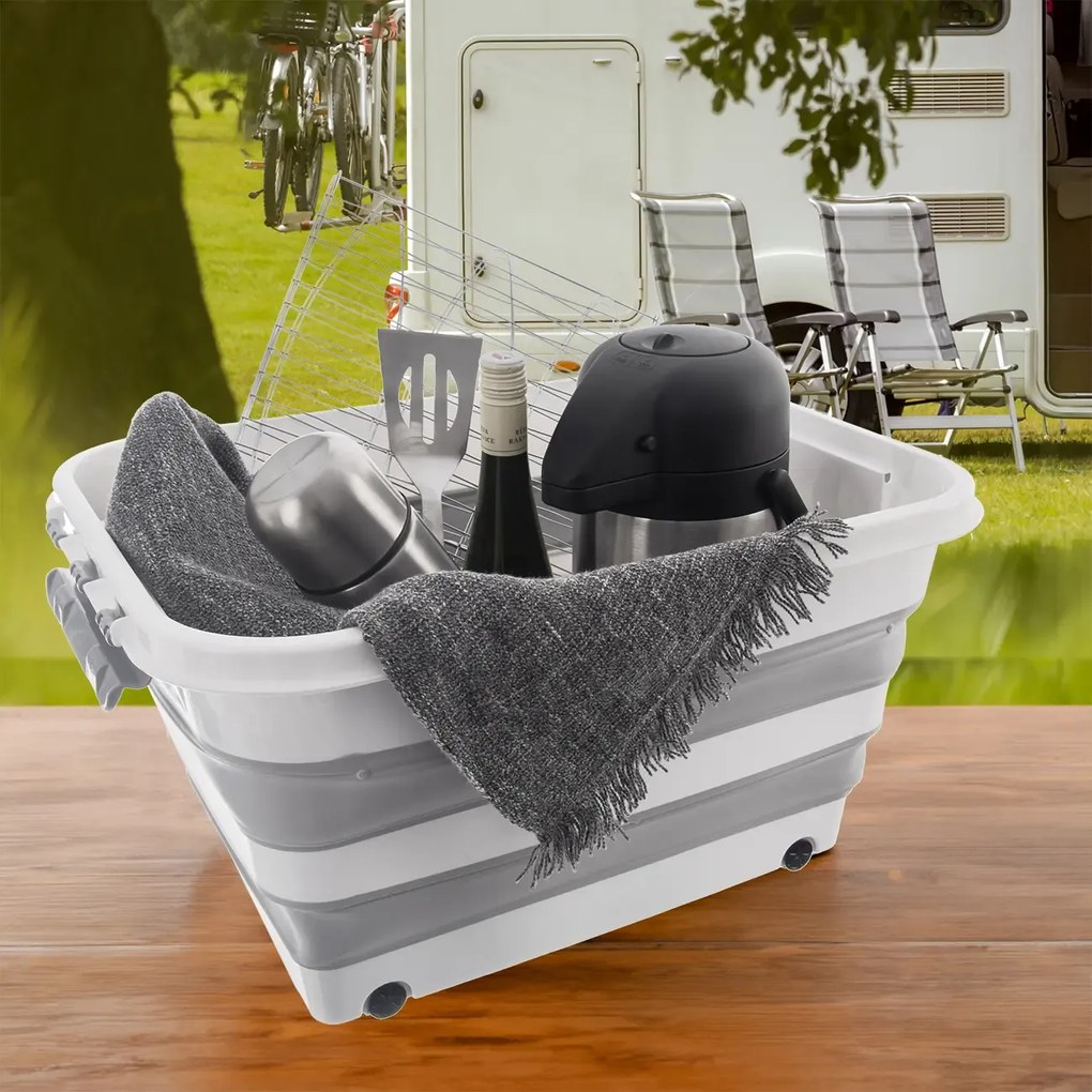 Skladací úložný box s vekom, KEMP, 30 l - 54 x 39 x 28 cm