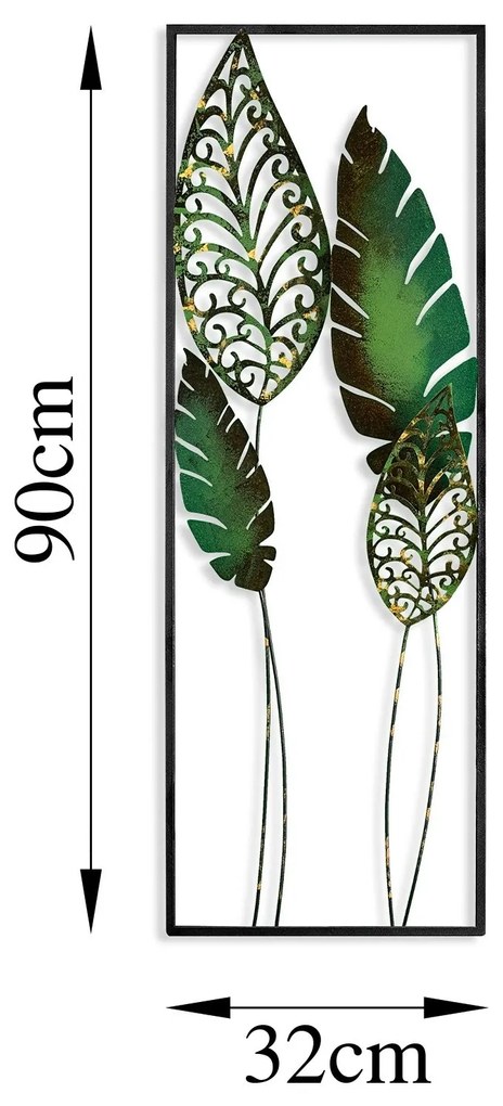 Nástěnná kovová dekorace Timeyi 2 zelená/černá