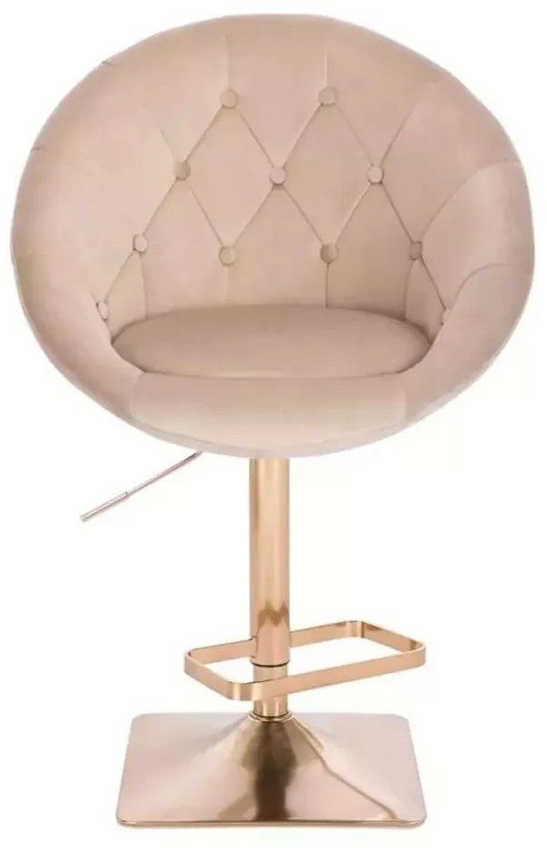 LuxuryForm DESIGN Barová stolička VERA VELUR na zlatej hranatej podstave - latte