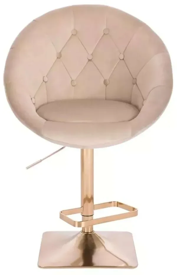 LuxuryForm DESIGN Barová stolička VERA VELUR na zlatej hranatej podstave - latte