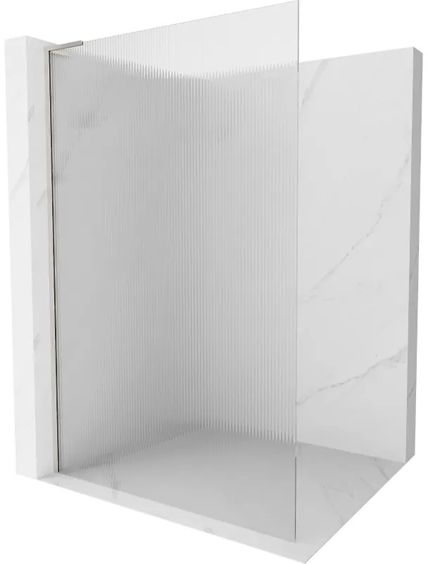 Mexen Kioto L, sprchová zástena Walk-In 80 x 200 cm, 8mm sklo s rebrovým vzorom, brúsená oceľ profil, 800-080-103-97-09