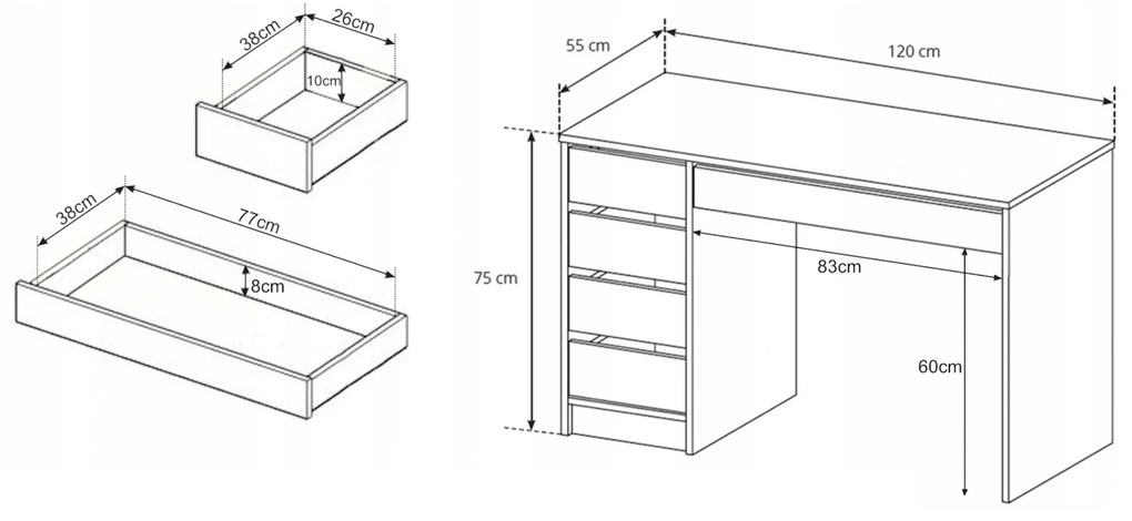 LM Detský písací stolík ADA biely