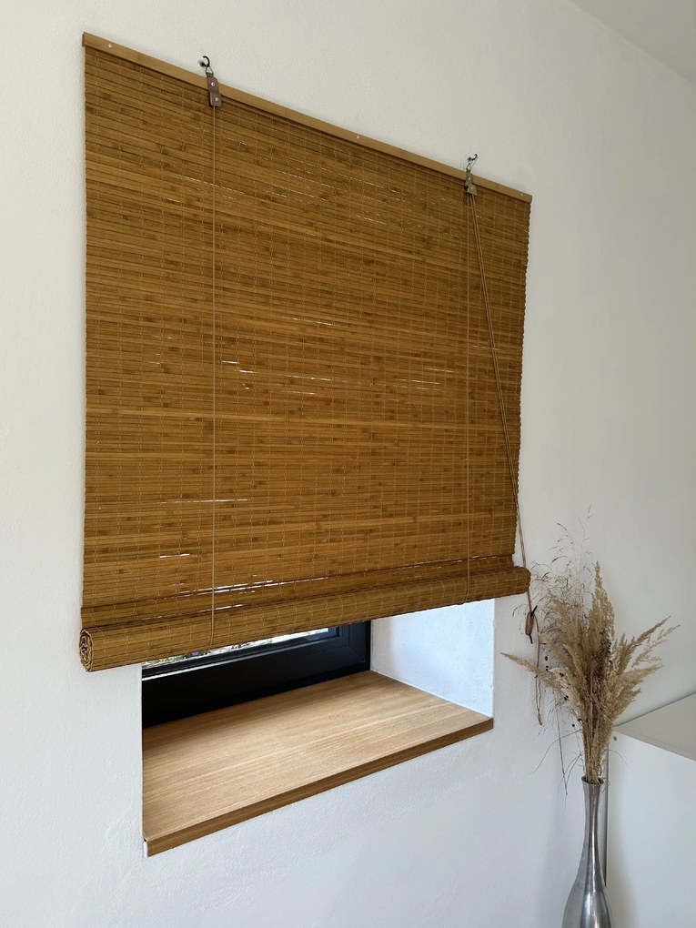 Bambusová zatemňovacia roleta - svetlohnedá (orech) Šírka rolety: 120 cm, Rozvin rolety: 200 cm