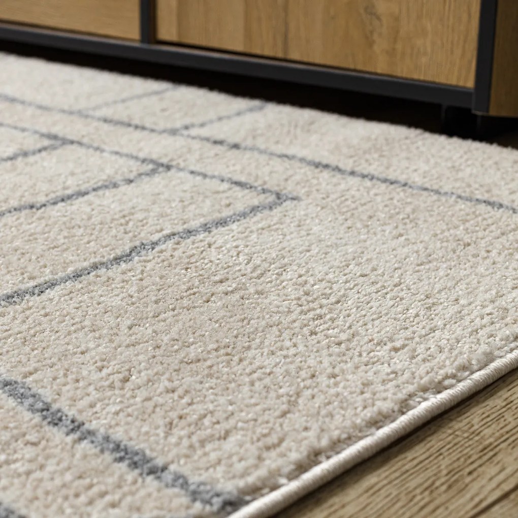 Dywany Łuszczów, Kusový koberec Fusion 0806 cream/l. grey, 200x290, biela, kancelária