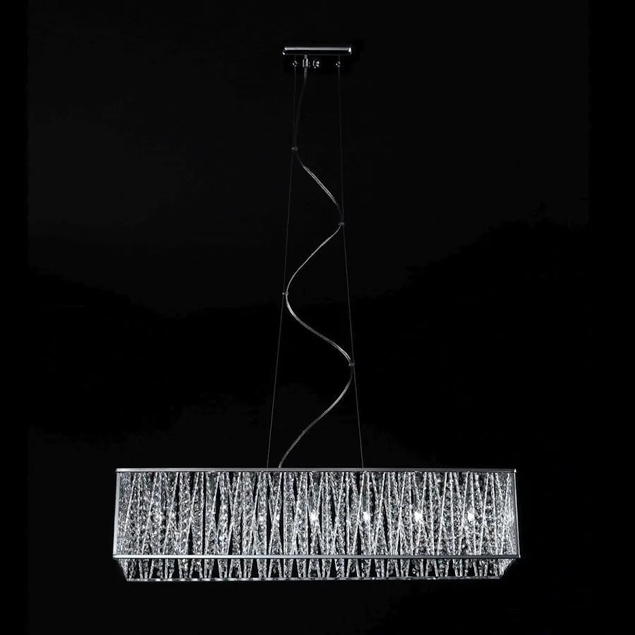 Efektná chrómovaná závesná lampa Vanessa obývacia izba