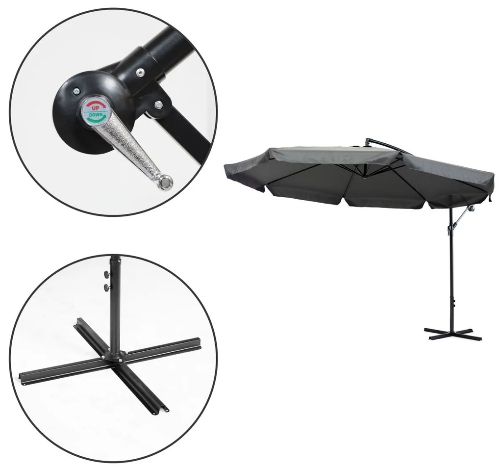 Záhradný slnečník Vlora 340 cm sivý