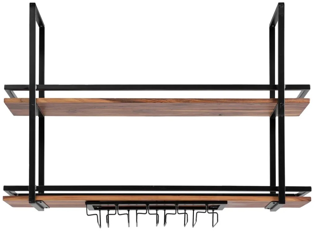 furniture-nabytek.cz - Masívna závesná polica Aro z kovu a dreva, lakovaná, hnedá – 120 cm