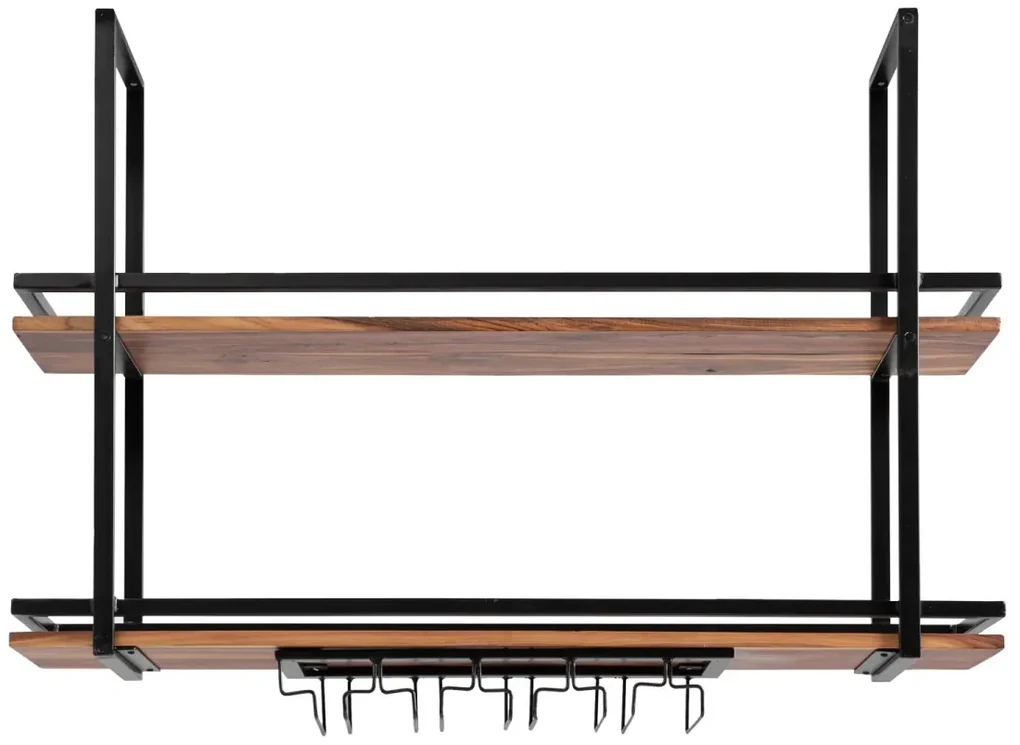 furniture-nabytek.cz - Masívna závesná polica Aro z kovu a dreva, lakovaná, hnedá – 120 cm