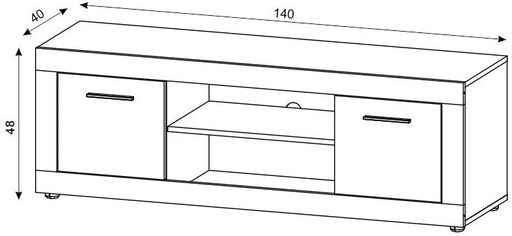 TV stolek Luna 140 cm dub Matera tmavý/antracit