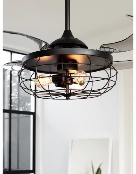 FANAWAY 212920 - LED Stropný ventilátor INDUSTRI 3xE27/4W/230V čierna + DO