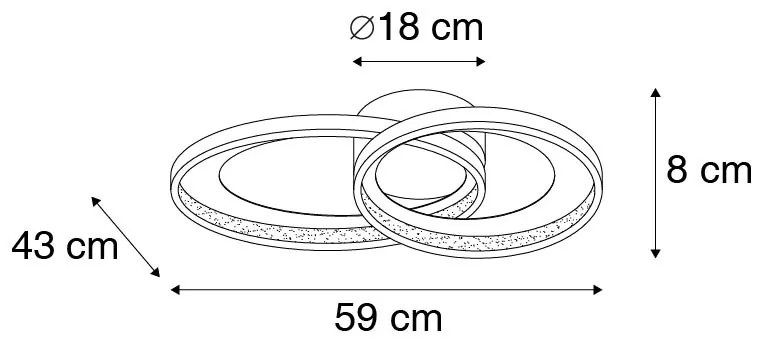 Stropné svietidlo čierne 59 cm vrátane LED 3-stupňové stmievateľné - Anita