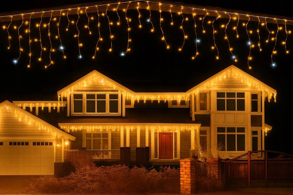 Vianočné svetielka LED záclona FLASH teplá biela 500 LED
