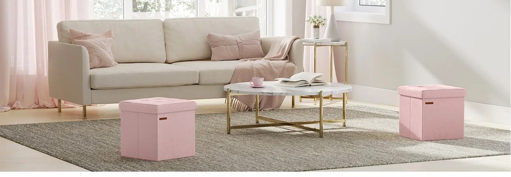 Taburet Hron 43 l s úložným prostorem růžový