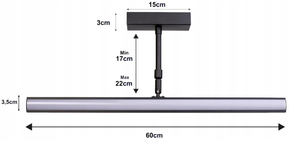 BERGE Nástenné svietidlo LED do kúpeľne - 60 cm - 14 W čierne