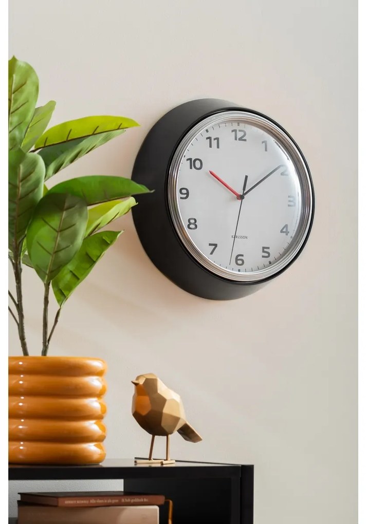 Karlsson 6006BK dizajnové nástenné hodiny čierna, pr. 34 cm