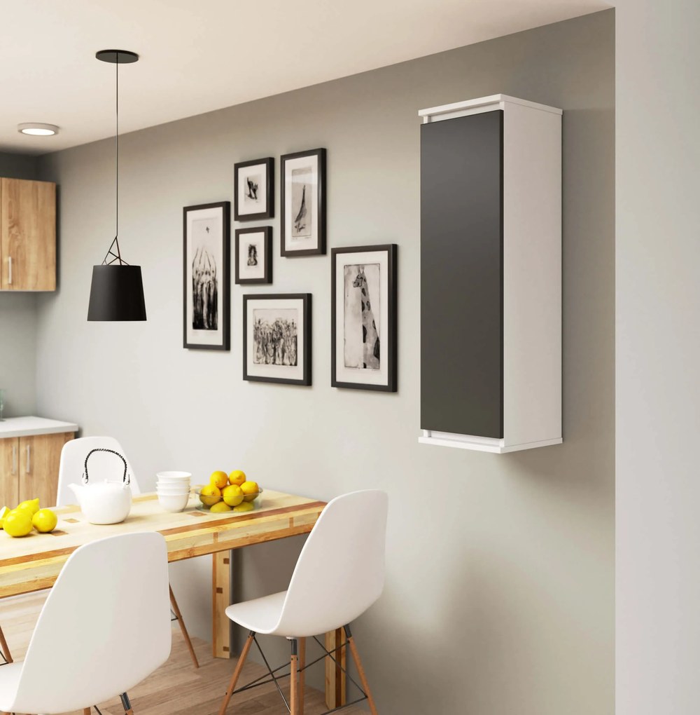 Závesná skrinka STAR 30 cm biela/grafitovo šedá