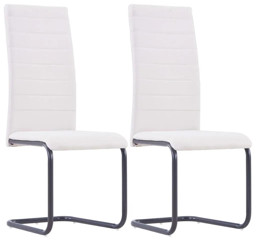 vidaXL Jedálenské stoličky, perová kostra 2 ks, krémové, látka