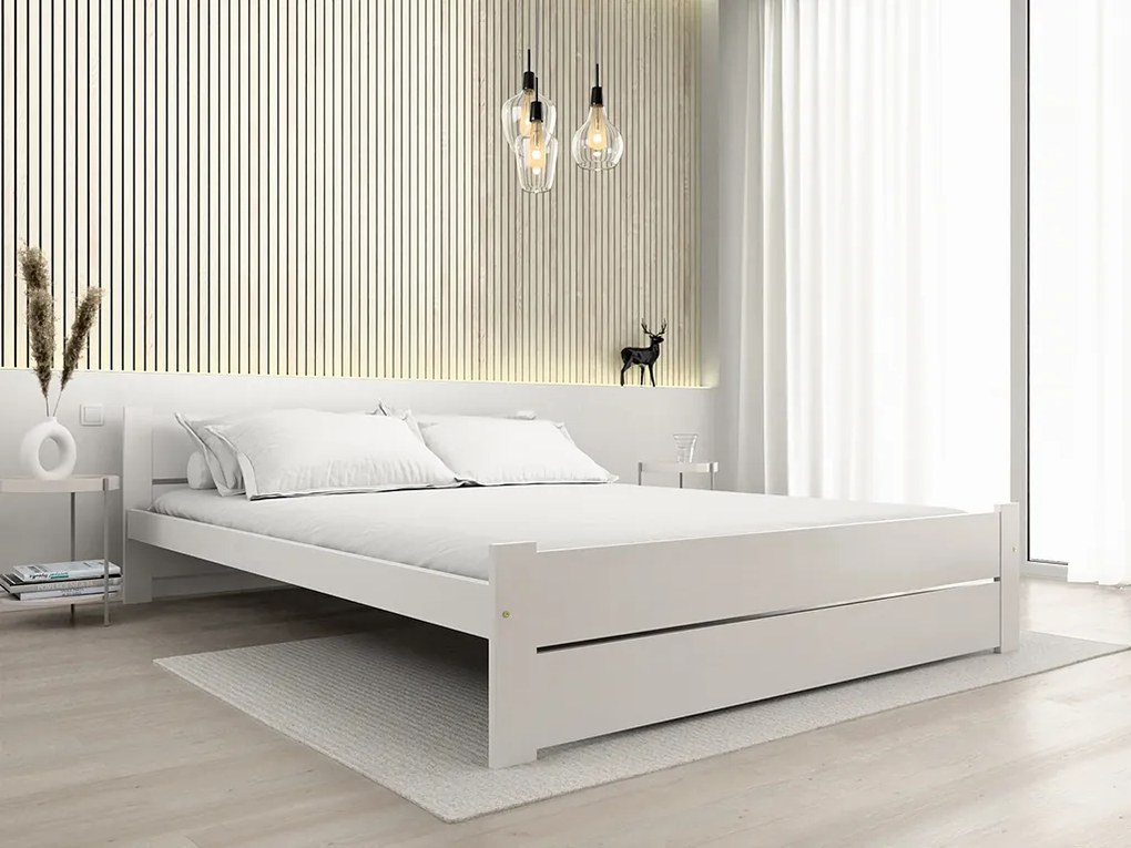 Posteľ IKAROS DOUBLE 180 x 200 cm, biela Rošt: S latkovým roštom, Matrac: Matrac COCO MAXI 20 cm